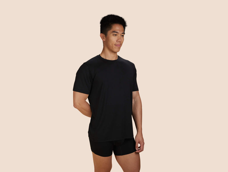 Pétrone T-shirt droit sport tencel noir homme