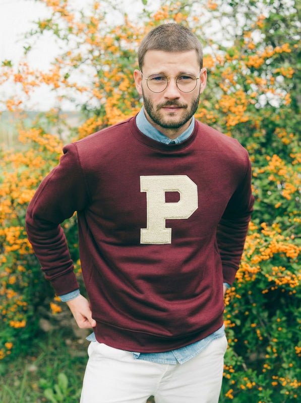 Pétrone sweat homme Tencel coton bio bordeaux foncé