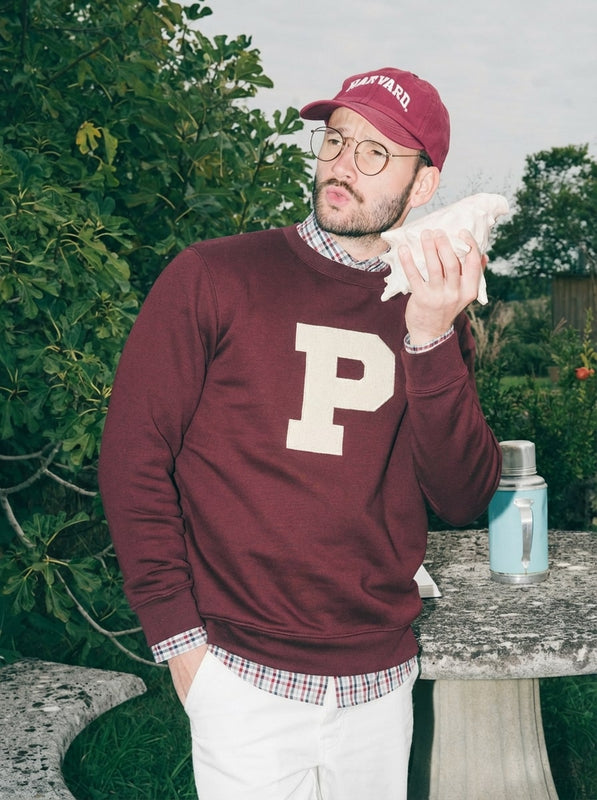 Pétrone sweat homme Tencel coton bio bordeaux foncé