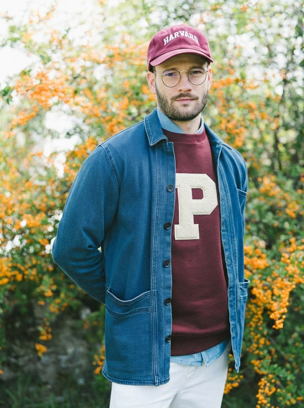 Pétrone sweat homme Tencel coton bio bordeaux foncé