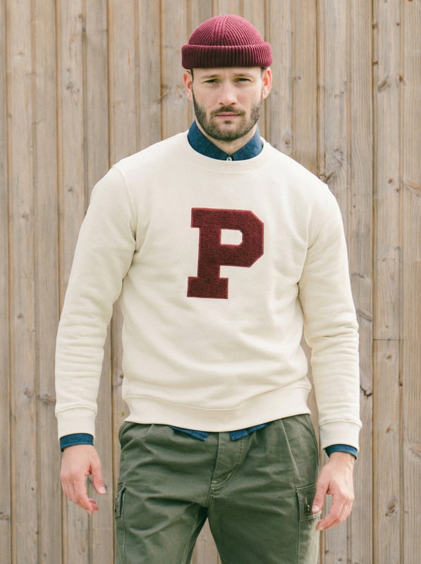 Pétrone sweat homme Tencel coton bio écru