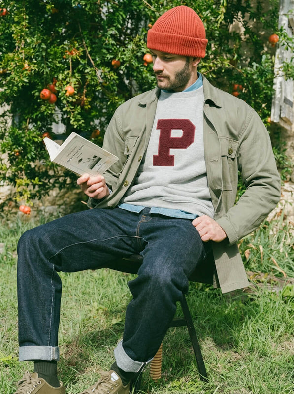 Pétrone sweat homme Tencel coton bio gris clair