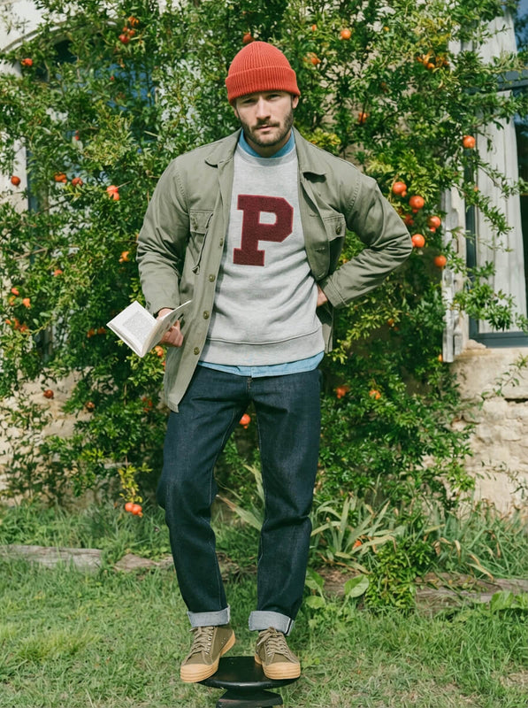 Pétrone sweat homme Tencel coton bio gris clair