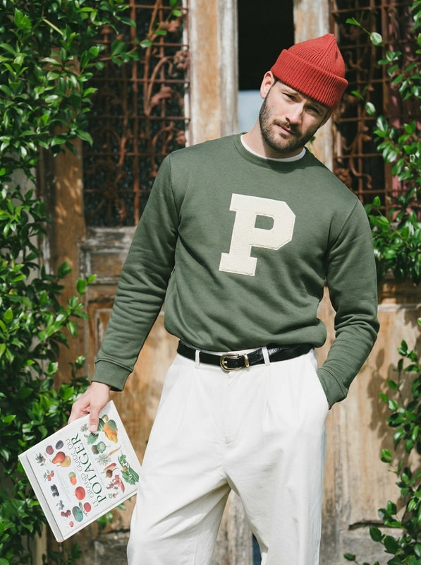 Pétrone sweat homme Tencel coton bio vert kaki