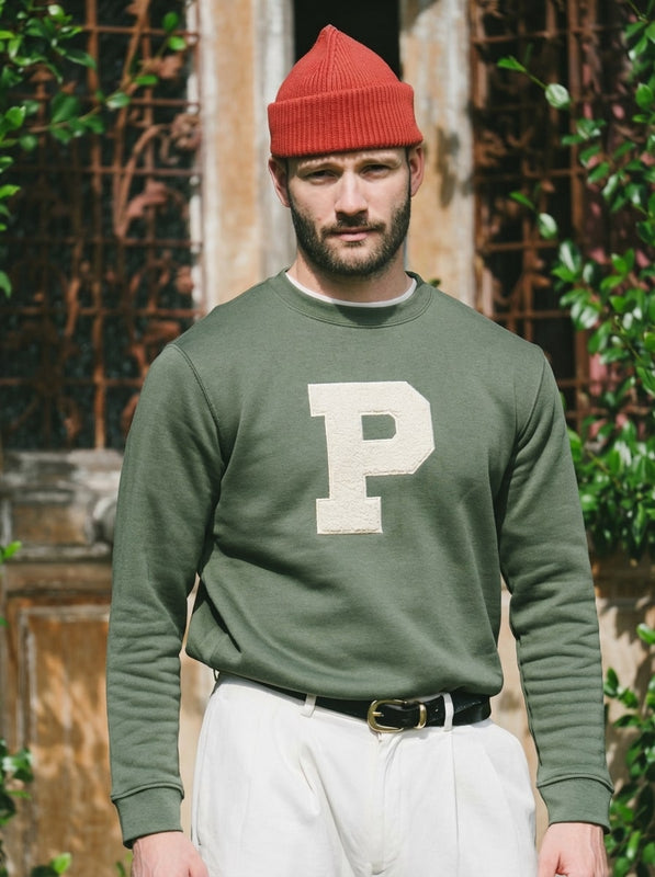 Pétrone sweat homme Tencel coton bio vert kaki