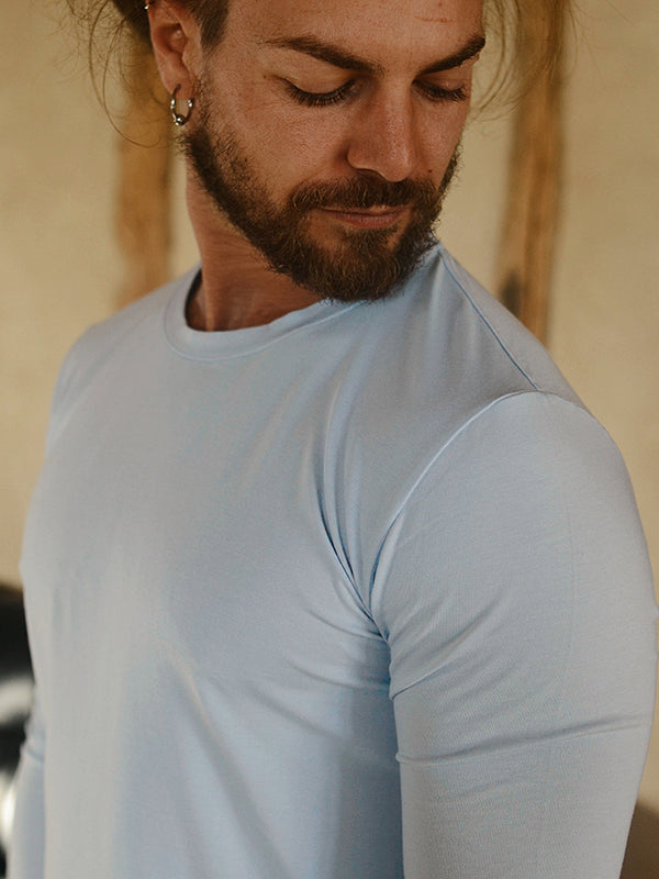 Pétrone T-shirt manches longues coton biologique tencel lyocell bleu ciel homme