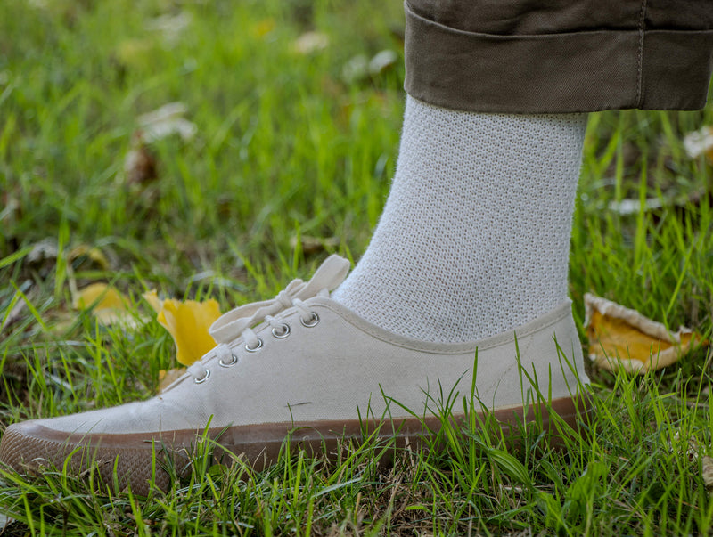 Pétrone chaussettes gaufrées chaudes coton épais blanc crème homme