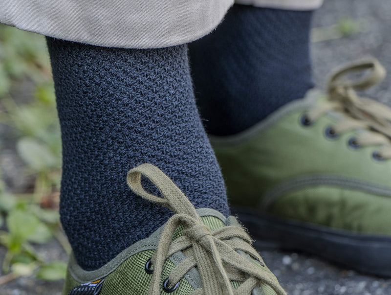 Pétrone chaussettes gaufrées chaudes coton épais bleu marine homme