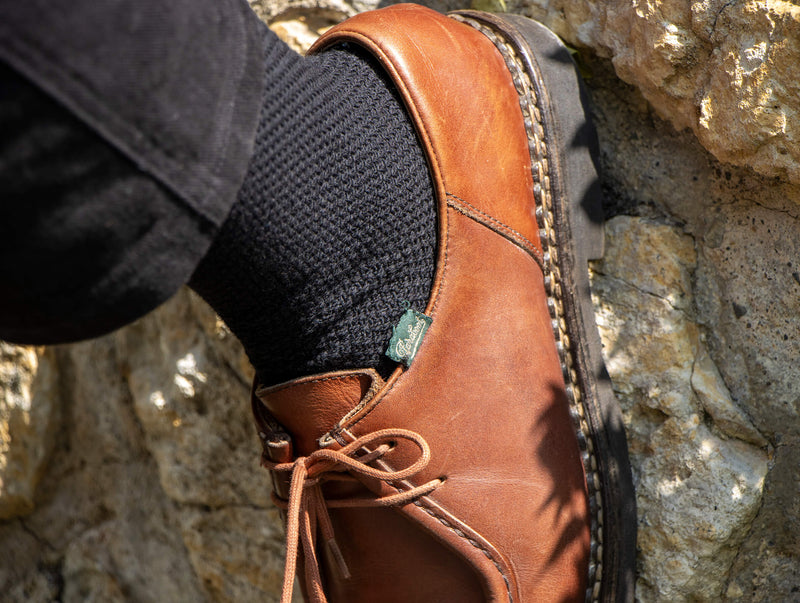 Pétrone chaussettes gaufrées chaudes coton épais noir homme