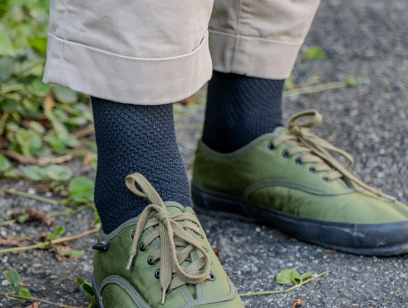 Pétrone chaussettes gaufrées chaudes coton épais bleu marine homme