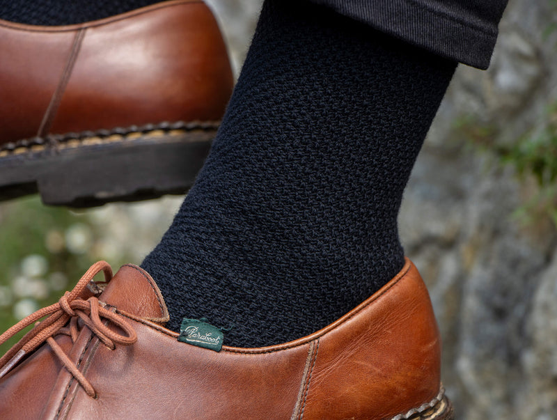 Pétrone chaussettes gaufrées chaudes coton épais noir homme