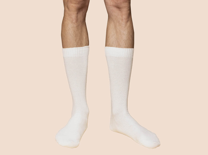 Pétrone chaussettes gaufrées chaudes coton épais blanc crème homme