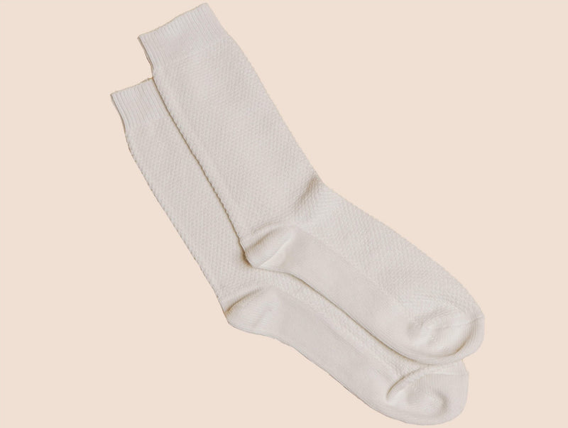 Pétrone chaussettes gaufrées chaudes coton épais blanc crème homme
