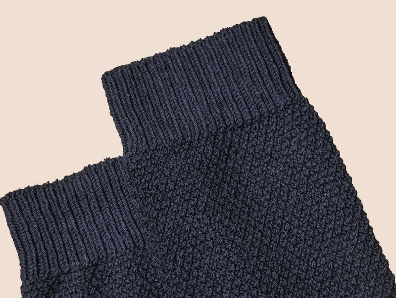 Pétrone chaussettes gaufrées chaudes coton épais bleu marine homme