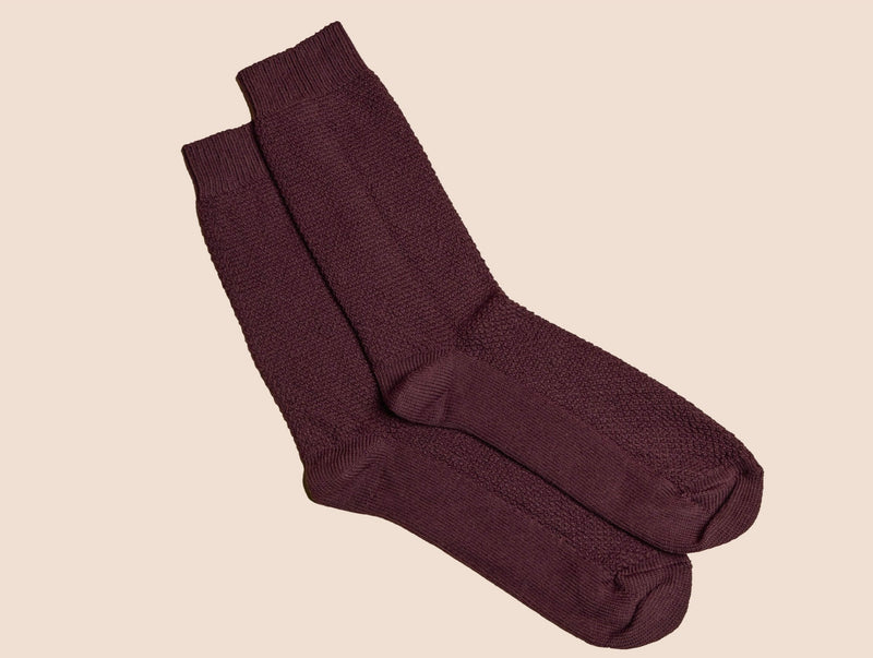 Pétrone chaussettes gaufrées chaudes coton épais bordeaux foncé homme