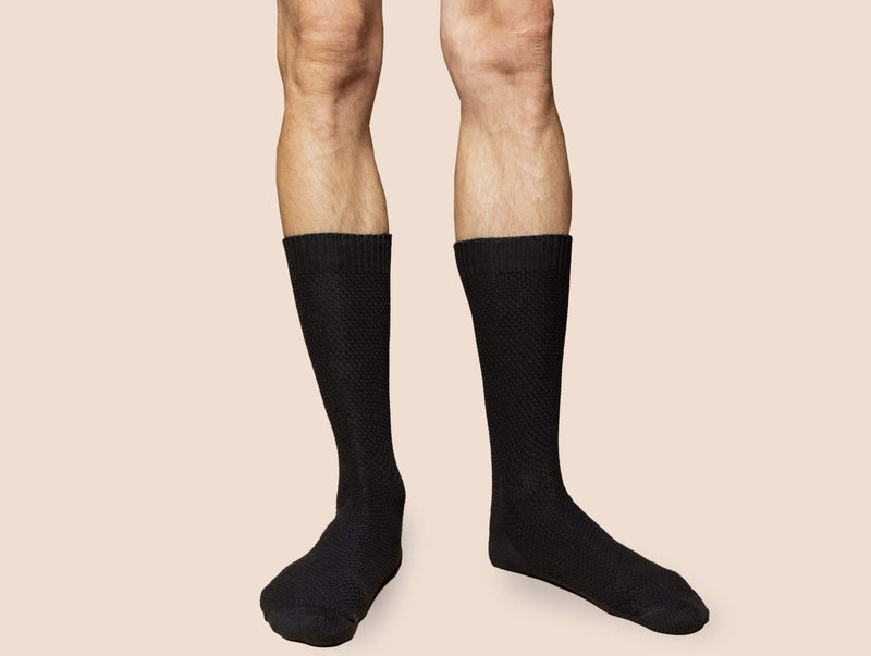 Pétrone chaussettes gaufrées chaudes coton épais noir homme