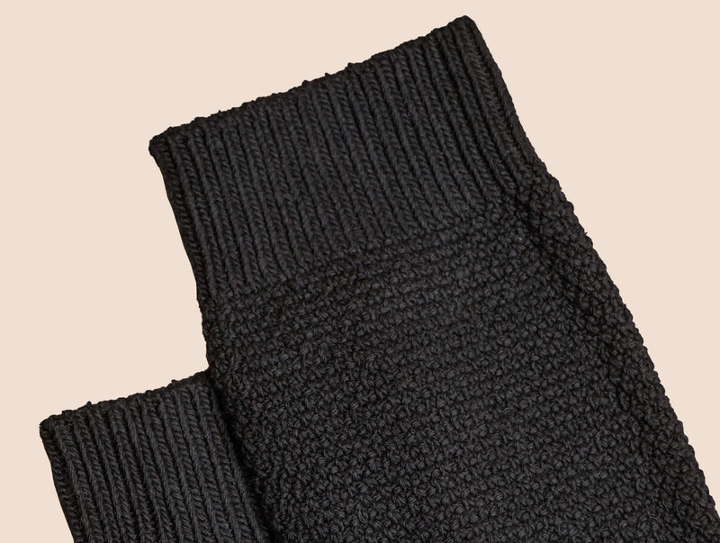 Pétrone chaussettes gaufrées chaudes coton épais noir homme