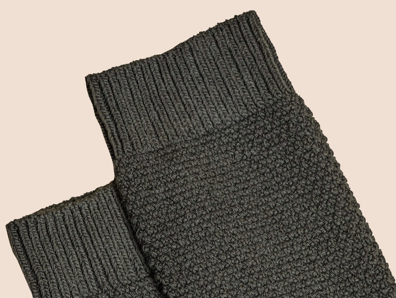 Pétrone chaussettes gaufrées chaudes coton épais vert kaki homme