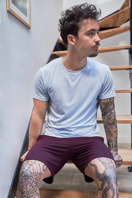 Pétrone T-shirt manches courtes coton pima micromodal bleu ciel homme