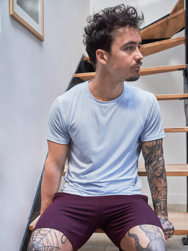 Pétrone T-shirt manches courtes coton pima micromodal bleu ciel homme