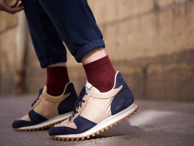 Petrone-chaussettes-tennis-coton-bio-unies-basses-homme-bordeaux foncé